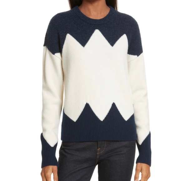 Tory Burch Sweater NWT XS Navy and Ivory Wool